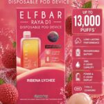ELFBAR-RAYA D1 RIBENA LYCHEE 13000 Puffs kit.