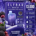 ELFBAR-RAYA D1 BLACKBERRY CRANBERRY 13000 Puffs kit.