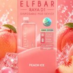 ELFBAR-RAYA D1 PEACH ICE 13000 Puffs kit.