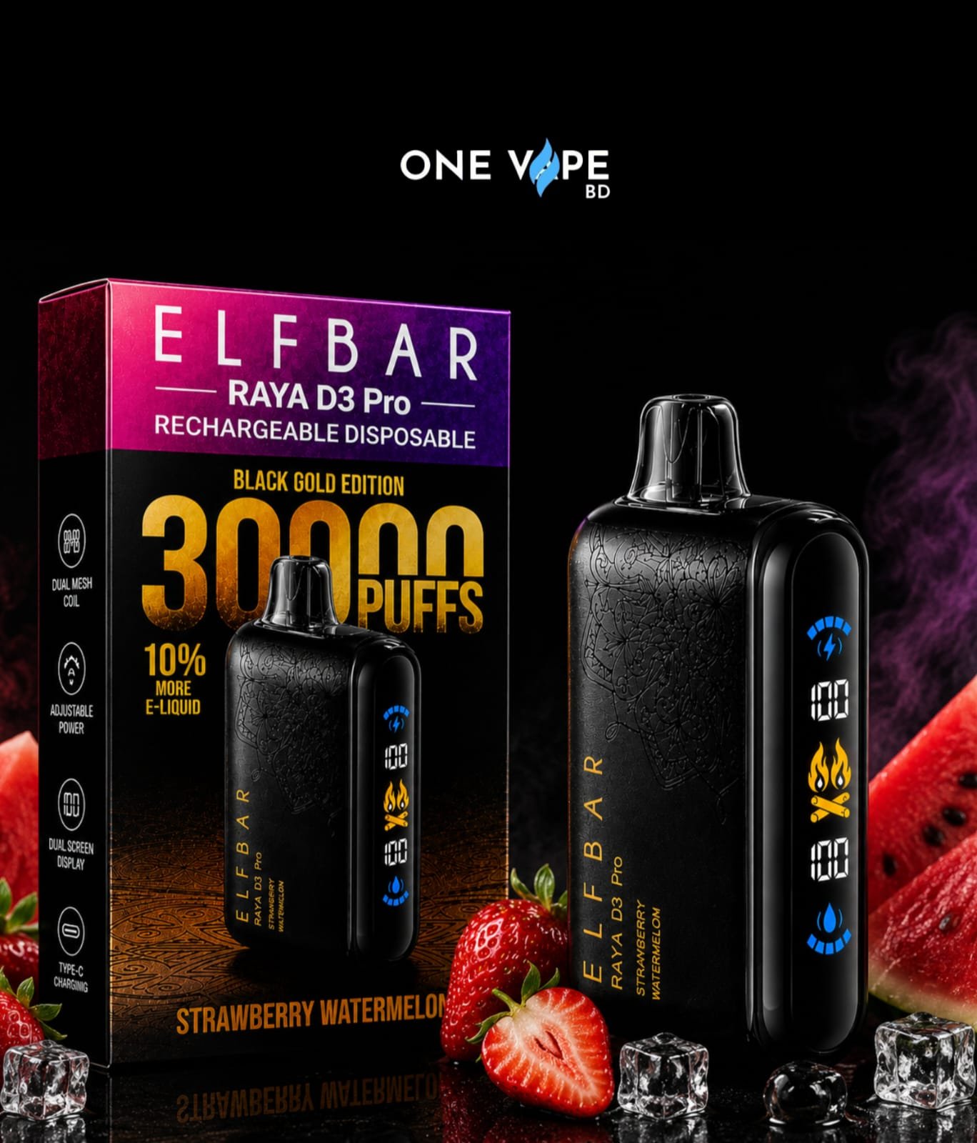 2026/06/1000428107.jpg ELFBAR-RAYA D3 PRO-Strawberry Watermelon(30000 Puffs) - Image 1