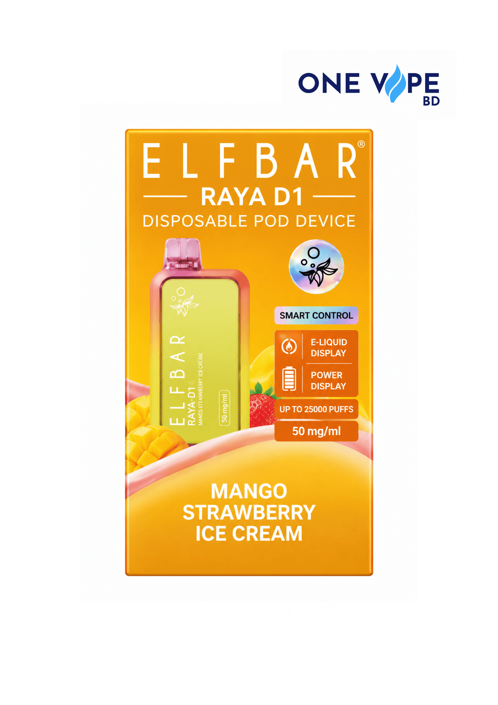 2026/06/24146.png ELFBAR-RAYA D1 MANGO STRAWBERRY ICE CREAM-13000 Puffs kit. - Image 1