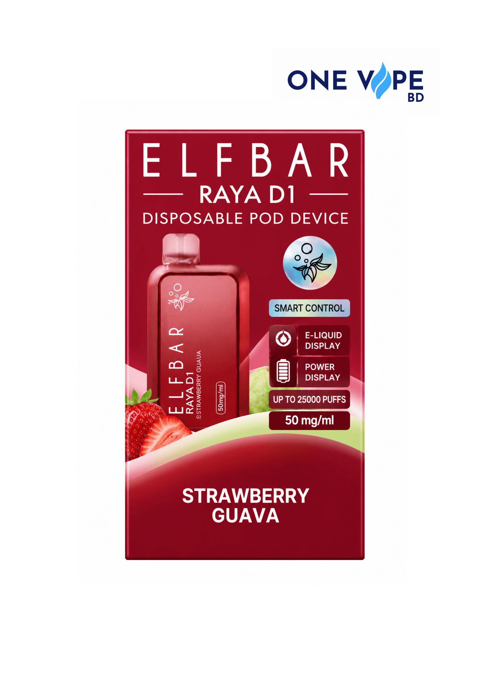 2026/06/24149.png ELFBAR-RAYA D1 STRAWBERRY GUAVA-13000 Puffs kit. - Image 1