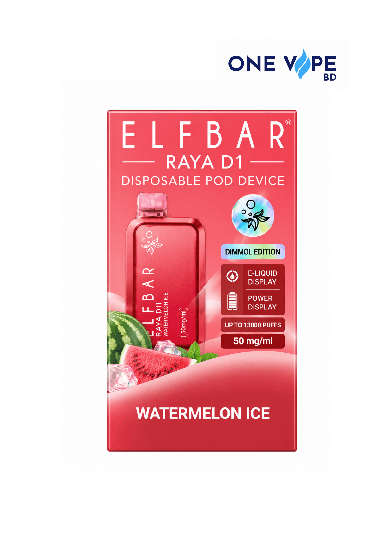 2026/06/24158.png ELFBAR-RAYA D1 WATERMELON ICE-13000 Puffs kit. - Image 1